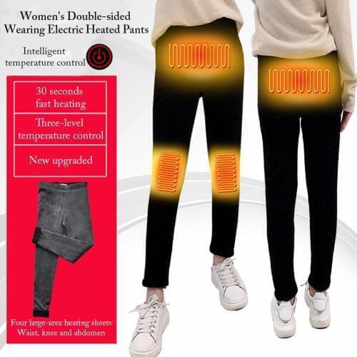 Womens Heating Pants Smart Fever Leggings Autumn Winter Vertical Thin Elastic Warm Pants Skiing Fishing Travel Warm Pant