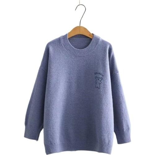 Cartoon Bear Jacquard Harajuku Women Sweater 2021 Winter Warm Knit Pullover Full Sleeve Korean Fashion Female Jumpers Tops