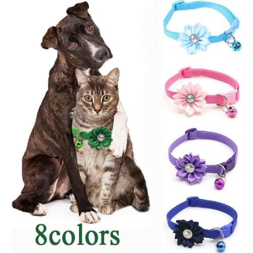 1Pcs Pet Cat Collar Bell Flower Adjustable Easy Wear Buckle Dog Collar Bells Lovely Cat Necklace Pet Supplies