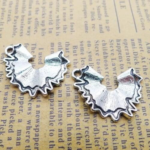 10 PCS/Lot 20mm*25mm Pendant Antique Silver Color Pencil Shavings Charms For DIY Jewelry Making DIY Keychain