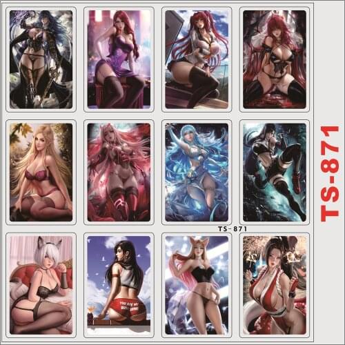 12PCS/SET Two-dimensional Anime Peripheral Sexy Girl Laptop Refrigerator Luggage Bank Card Sticker TS-871