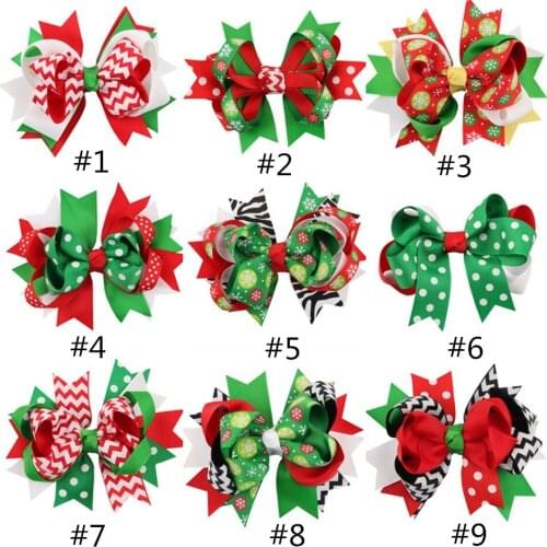 25 pcs/ lot ,12cm Christmas ribbon bow with clip for apparel hair accessories headwear