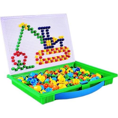 Lantiger 296pcs Mushroom Nail Intelligent 3D Puzzle Games DIY Mushroom Nail Plastic Flashboard Children Toys Educational Toy