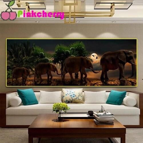5d diy diamond painting Sunset tree african elephant landscape mosaic diamond crystal painting full square round diamond k98383
