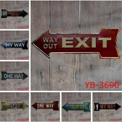 60pcs Coffee Beer Garage cupcake Exit Vintage Arrow Irregular Tin Sign Gift Craft Wall Plaque Cafe Supermarket Decor