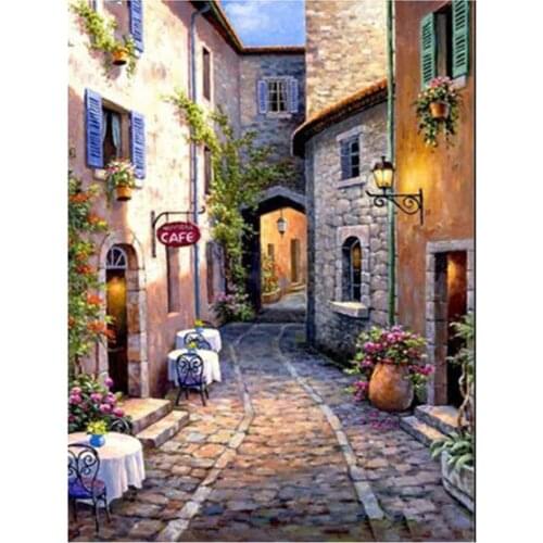 Diamond Painting City Scenery Full Circle Mosaic Picture Rhinestone Embroidery Home Decoration WG2153
