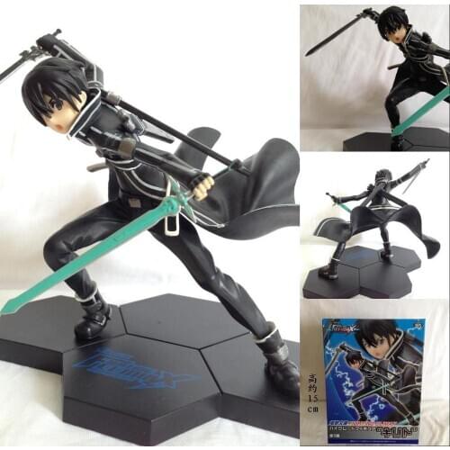 Anime Sword Art Online Kazuto Kirito PVC Action Figure Collectible Model Toy Gift 15cm