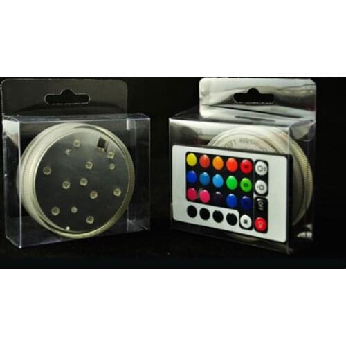 Free Shpping (10 pieces/lot) 3AAA battery operated remote controlled 10 Multi-colors LED vase light,submersible led light