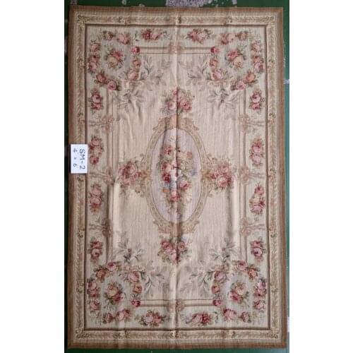 Free Shipping 4'x6' Needlepoint Rugs, Handmade Carpet 100% New Zealand Wool CROSS STITCHED CARPET