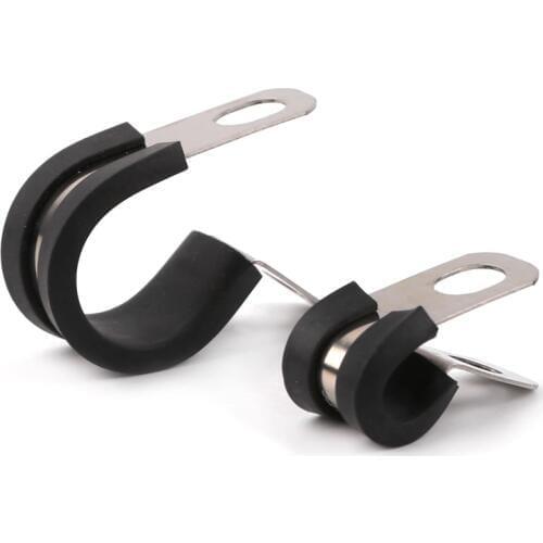 Free shipping 5pcs/lot 304 Stainless Steel Rubber Lined P Clips Cable Mounting Hose Pipe Clamp Mikalor