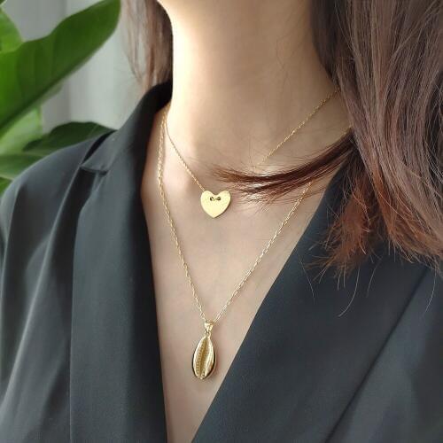 Nordic Shell Pendant Necklace 925 Sterling Silver 18K Yellow Gold Short Neck Chain Necklaces Jewelry For Girls And Women