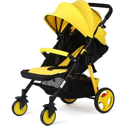 YouLiya Baby Stroller Quick Fold Detachable Armrest Adjustable Seat 5-Point Harness Canopy with Bottle Holder Mosquito Net