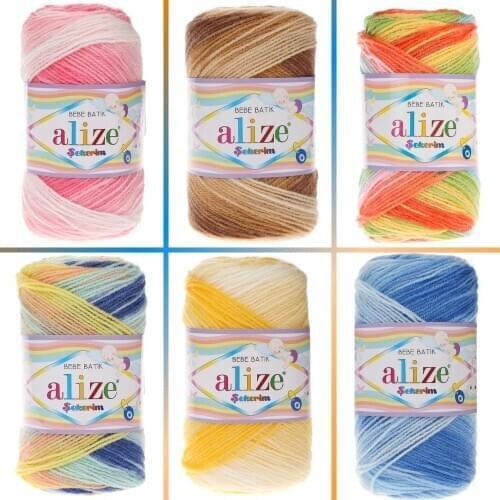 Baby Hand Knitted Yarn 24 Color Options 320 Meters(100gr) acrylic Hand Knitting Yarn Ball + Scarf Alize Sugar + Knitting Needles