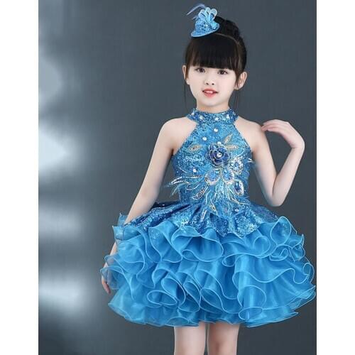 Children Beaded Top Layers Wedding Party Dresses Size 2 To 10 Baby Girls Boat Neck Mini Cupcakes Kids Pageant Dress Ball Gowns