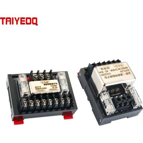 Din Rail AC220V Power Filter Insurance Terminal Block Single Phase Short-circuit Protection Two Way Fuse S072-10A S072-20A