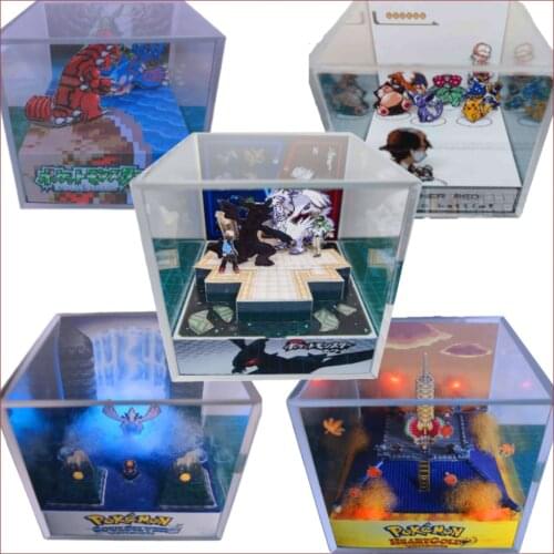 DIY GBA DNS Pokemon Sapphire Heart Gold Soul Silver Black and White Kyogre Game Scene Paper Mold Figures Gift Box Hobby