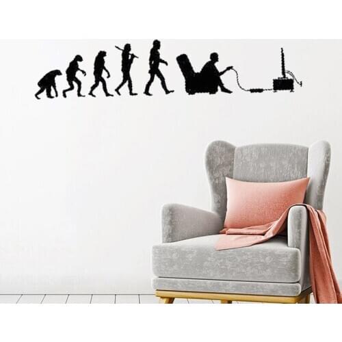 Creative Wall Decor Stickers Human Evolution Decal Playing Video Games Mural Removable Vinyl Decoration Play Room Decor G11