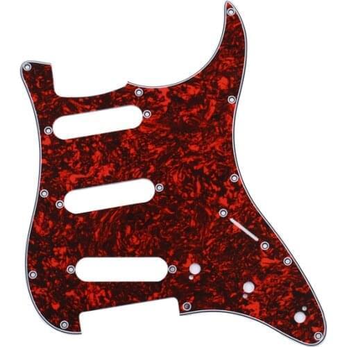 Red Tortoise Shell Pickguard 3 Ply 11 Hole For Electric Guitar