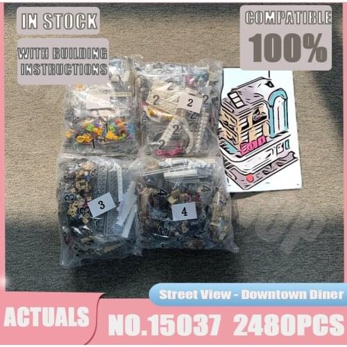 Creative Street View City House Modular Downtown Diner 15037 Model Educational Building Blocks Children Toys Gifts