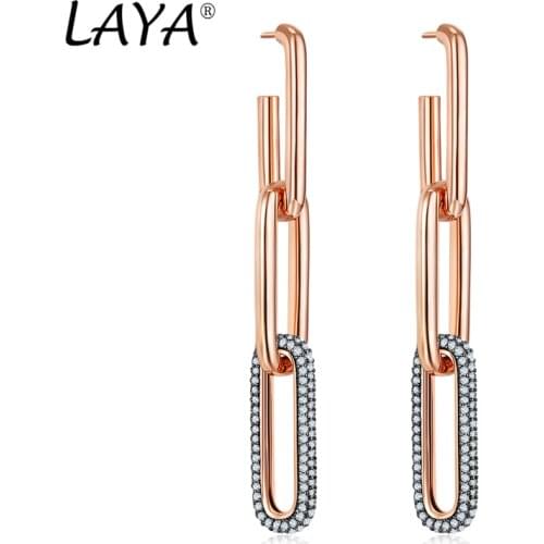 LAYA Real 925 Sterling Silver Bicolor Earrings for Women Statement Fine Jewelry Brinco Earring Women Gift 2021 Bijoux