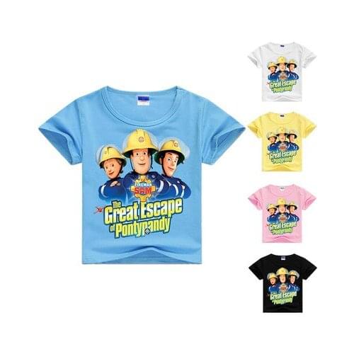 Hot sale Children Cartoon Fireman Sam Printed T shirt Kids Summer Tops Baby Girls Boys Great Casual Short Sleeve T-shirts