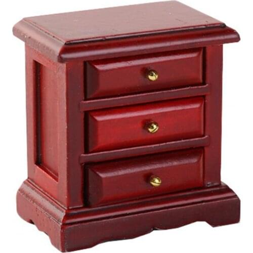 1/12 Dollhouse Mini Exquisite Wooden Furniture Bedside Drawer Cabinet Model Toy Doll house Furniture