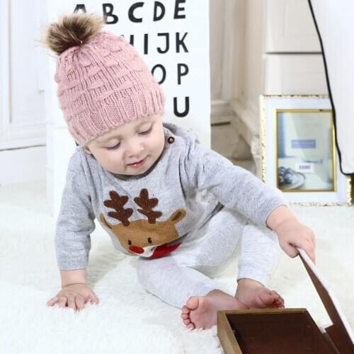 Soft Newborn Toddler kid Knit Hat Plush Ball Baby Boys Girls Cotton Warm Cap for Children 2020 Winter Clothing Head Accessories