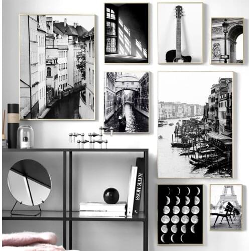 Wall Art Canvas Painting Guitar Window Venice City Arch Door Nordic Posters And Prints Wall Pictures For Living Room Home Decor