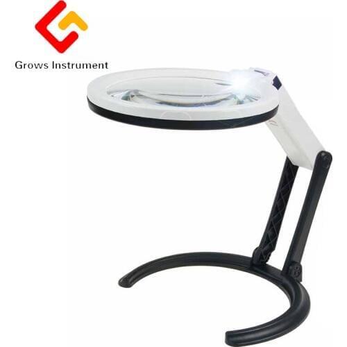 Table Type Old Man Reading Magnifying Glass 10 Times High Definition Band Lamp LED Game Auxiliary Amplification