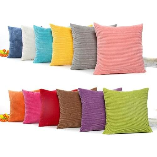 2021 45*45cm Square Check Pattern Corduroy Pillow Cover Home Decor Cushion Case Pillowslip For Home Car Hotel Cafe Decor