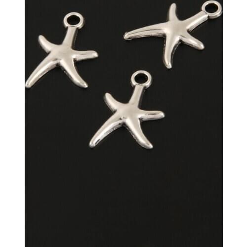 50pcs Charms Starfish Ocean Silver Color Pendant For Metal Jewelry Findings Accessories DIY Handmade
