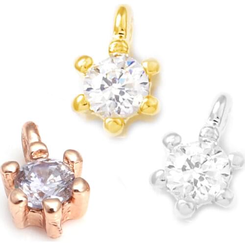 38678)10PCS 3x6.5MM 24K Gold Color Brass and Zircon Round End Charms Pendants High Quality Jewelry Making Supplies Accessories