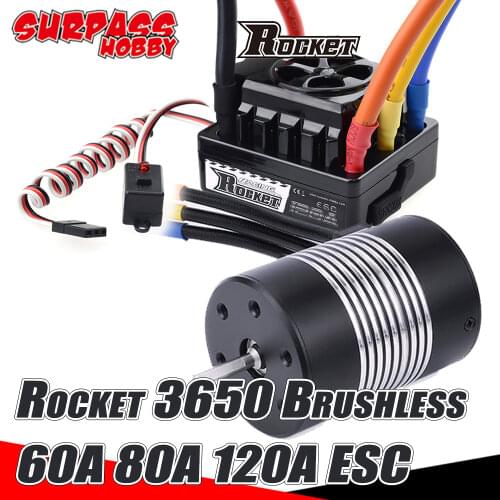 Rocket Waterproof 3650 Brushless Motor 60A 80A 120A ESC 3S 7700KV for 1/10 1/12 RC Car HSP 94123 Traxxas Slash 540 Brush WLtoys
