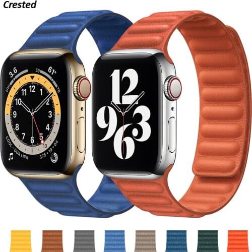 Leather Magnetic Watch Band for Apple Watch Series 6 SE 5 4 3 2 1 Bracelet Wriststrap Waterproof Sport Strap for iWatch 44mm
