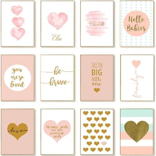 Blush Pink Wall Art Canvas Painting Inspirational Quote Poster and Print Love Sign Picture for Girl Room Decor Home Decor