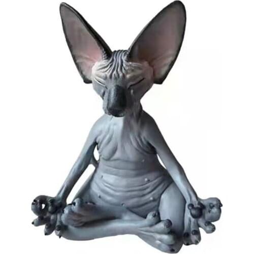 Cute Lawn Balcony Resin Indoor Outdoor Meditation Figure Cat Statue Gift Display Vintage Collection Craft Yoga Pose Garden Decor