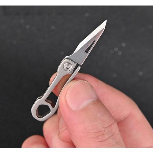 Titanium Alloy Mini Folding Knife Demolition Courier Knife Portable EDC Keychain Self-defense Pocket Knife