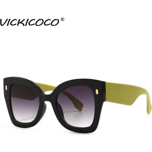 2021 Vintage Cat Eye Sunglasses Women Fahsion Oversized Square Sun Glasses Men Gradient Black Shades UV400 merk brillen heren