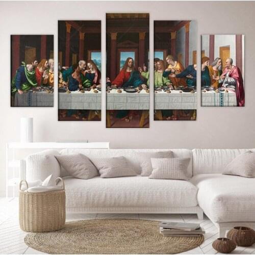Modern Canvas Art Wall Art Prints 5 Piece Last Dinner Painting Home Decor Poster Picture Canvas Artwork For Living Room Decor
