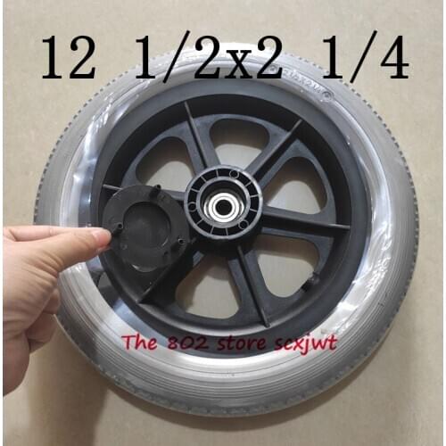 NEWEST 12 1/2x21/4 Solid Wheel 12 1/2* 2 1/4 Tyre Wheelchair Accessories Rear Wheel 12 Inch PU Tire Inflation Free Wheel Manual