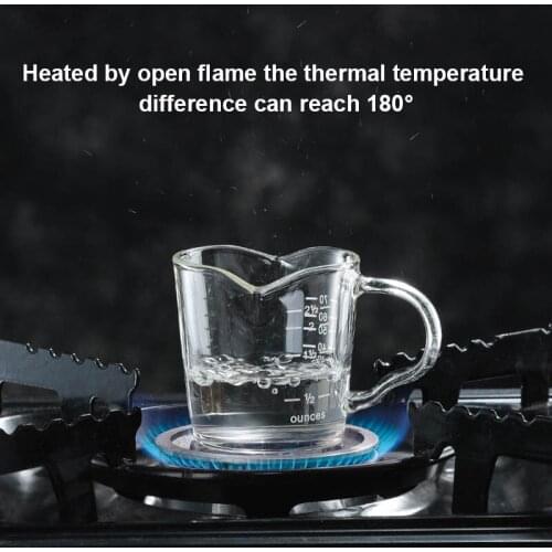 Heat Resistant Double Spout Glass Coffee Measuring Cup for Home and Kitchen JW