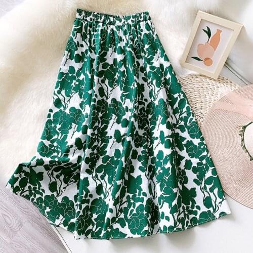 Wasteheart New Women Fashion Black Green High Waist Ruffles Pleated A-Line Mid-Calf Length Long Skirt Mesh Clothing Ball Gown