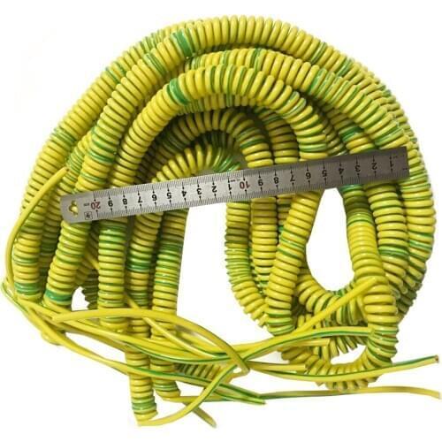 Yellow-green ground wire spiral cable 2.5 square spiral wire double color telescopic grounding wire stretch 2m 4m 5m 6m 8m 10m