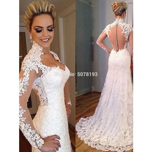 10263 white fashion sweetheart mermaid/trumpet floor-length lace wedding dresses/formal gowns appliques free shipping