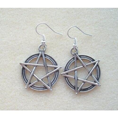 1 Pair/Lot Pentacle Pentagram Dangly Earring Charm Pendants Drape Earring DIY Fashion Women Jewelry Gifts