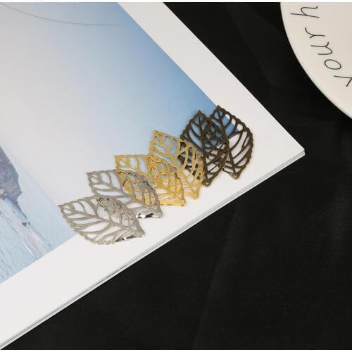 10pcs Gold/Antique Gold/Rhodium Delicate Hollow Leaf Filigree Wrap Metal Crafts Connector ForFor Jewelry Accessories Charm