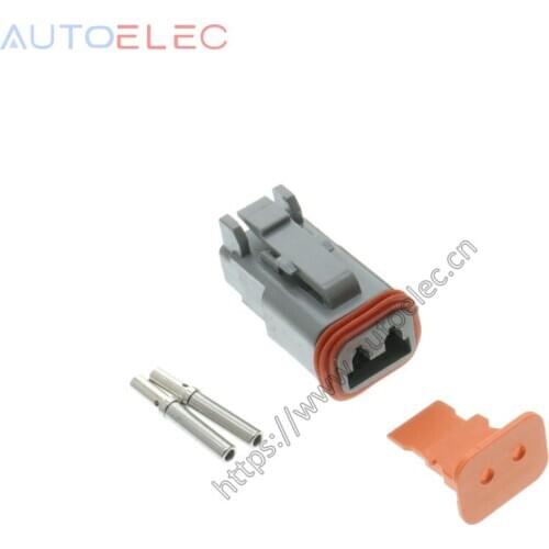 100Kits DT06-2S Gray Deutsch Series Automotive waterproof Connector + Solid Terminals for SOLENOID VALVES boats KOMATSU