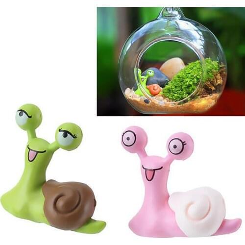 2PCS Mini Snails Micro Potted Landscape Bonsai Accessories Garden Dollhouse Toys Decoration Ornaments Figurine Decor Fairy