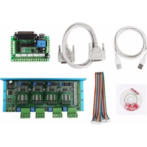 CNC Router 4 Axis Kit, TB6600 4 Axis 4.5A Stepper Motor Driver Board+ one mach3 5 axis breakout board
