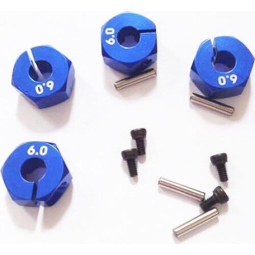 4PCS HQ727 Huanqi 727 RC Car Parts Metal Hexagonal Coupler 12*6mm M5 Wheel Hub Adapter Upgrade Spare Parts Red/Blue
